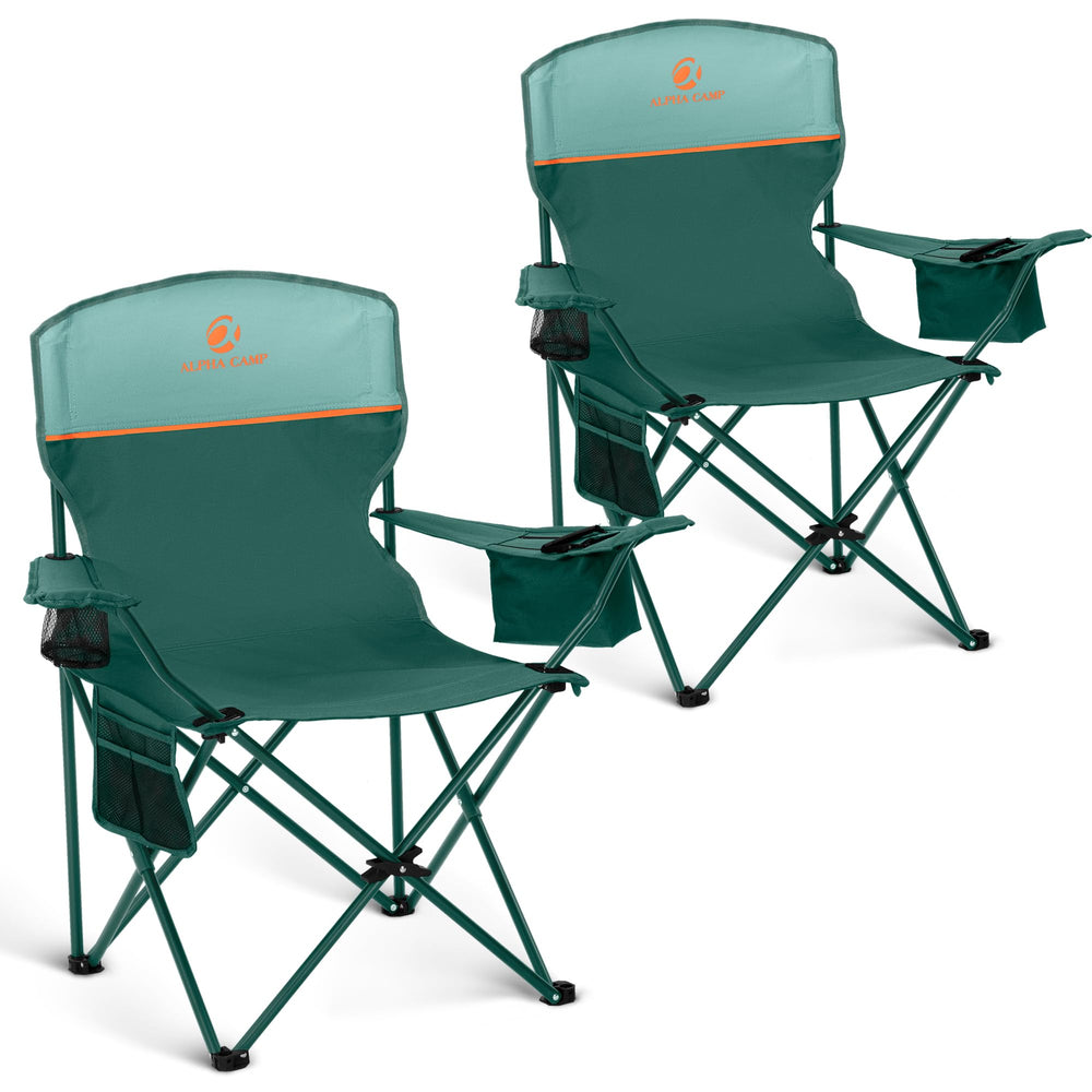 ALPHA CAMP two-pack camping chairs with included carry bags for easy transport