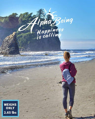 AlphaBeing inflatable lounger packed in its bag for easy camping transport.