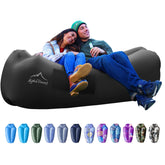 AlphaBeing inflatable lounger folded compact in its carrying case for easy travel.