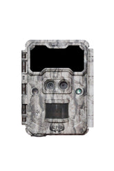 ALPHA CAM No Glow dual-lens front view demonstrates clear day and night wildlife footage for scouting
