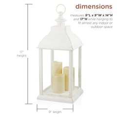 Alpine 24-inch lantern tabletop display showing warm flicker glow.