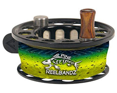 Alpine Innovations Stripee ReelBandz 3-pack box displays travel-ready reel protection