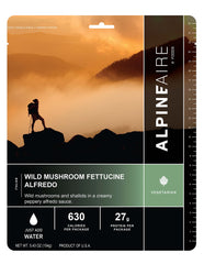 AlpineAire Wild Mushroom Fettuccine Alfredo pack shot, ready-to-eat for outdoor meals.