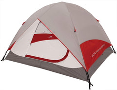 ALPS Meramac exterior gray-red tent view showing weather-ready design and awning over doors