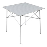 ALPS Mountaineering Camp Table silver top offers a stable outdoor dining surface.