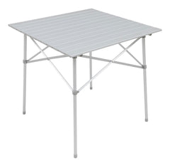 ALPS Mountaineering Camp Table silver top offers a stable outdoor dining surface.