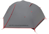 ALPS Mountaineering Helix tent exterior with aluminum frame for quick setup.