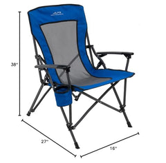 ALPS Mountaineering Leisure Chair blue back view emphasizes sturdy frame