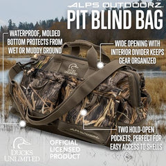 ALPS OutdoorZ Ducks Unlimited Pit Blind Bag removable divider keeps gear organized for easy packing