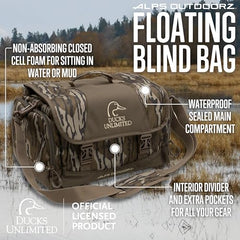 Close-up of waterproof membrane on ALPS OutdoorZ Ducks Unlimited Floating Blind Bag protecting gear.