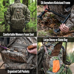 ALPS OutdoorZ Grand Slam Turkey Vest kickstand frame provides stable setup on uneven ground.