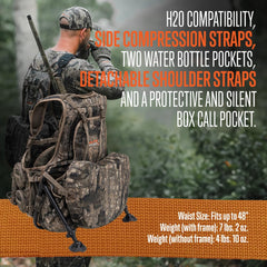 Large game bag and interior pockets keep gear organized on the run