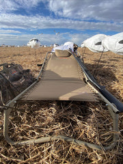 ALPS OutdoorZ Snow Goose Chair demonstrates zero-gravity design reducing pressure during long hunts.