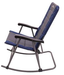 ALPS Mountaineering rocking chair side view highlights sturdy Pro-Tec steel frame