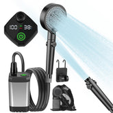 AlpsWolf portable shower with digital display shows temperature for easy camping rinses