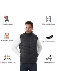 ALTWEIWEN heated-down-vest heating-pads closeup highlights 27 graphene pads across the torso.