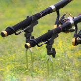 Front view of aluminum bank fishing rod holders 2-pack