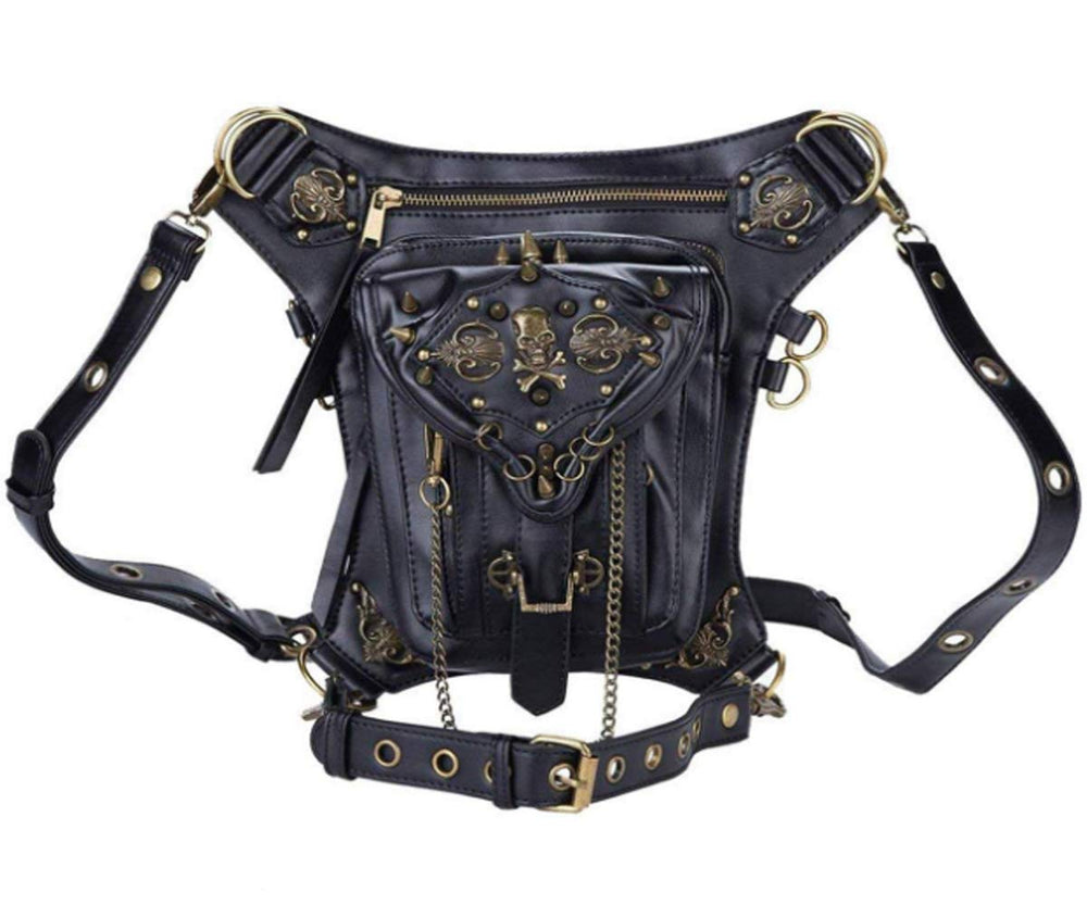 AlwaySky steampunk waist bag front pocket for quick access on hikes.