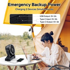 AMACOOL LED lantern camping fan with built-in LED light for night illumination