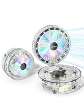 AMACOOL Transparent Folding Desk Fan exterior view demonstrates elegant cooling for home and office spaces.