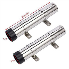 Pair of rod holders mounted on boat gunwale