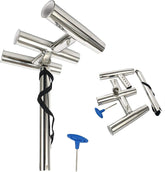 Amarine Made 3-tube stainless steel trident outrigger rod holder, Size B - front view
