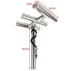 Three-tube outrigger rod holder in mirror-polished stainless steel