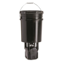 American Hunter 5-gallon digital hanging bucket feeder, front view, for steady wildlife feeding.