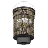 American Hunter 50 lb hanging feeder in Realtree AP camo for year-round deer feeding