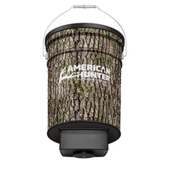 American Hunter 50 lb hanging feeder in Realtree AP camo for year-round deer feeding