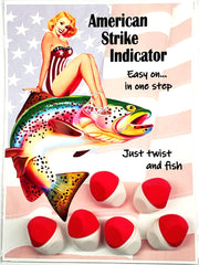 American Strike Indicator red and white, 5/8 x 7/8 inch, 6 units