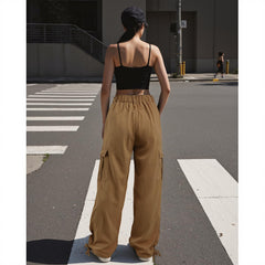 American Trends cargo pants women parachute bottom illustrates relaxed ankle comfort during activity