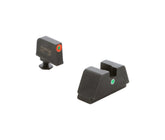 AmeriGlo Glock front sight with green Tritium and orange outline for quick aiming.