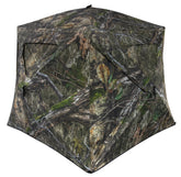 Ameristep BrickHouse wide-bottom hub blind setup shows expansive interior for multiple hunters.