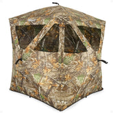 Ameristep Care Taker pop-up setup for quick concealment in wooded hunts.