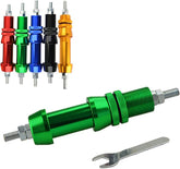 AMEYXGS bowfishing reel seat mount green showing secure reel attachment.