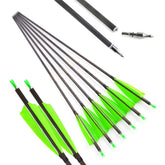 AMEYXGS carbon arrows ready-for-hunt with balanced flight and stability in green.