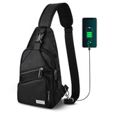 AMJ crossbody sling bag nylon material closeup shows durable soft-touch fabric