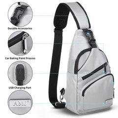 AMJ crossbody strap close-up showing adjustable length for versatile wear