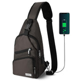 AMJ crossbody sling bag small brown front view, ideal for daily carry organization