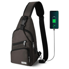 AMJ crossbody sling bag small brown front view, ideal for daily carry organization