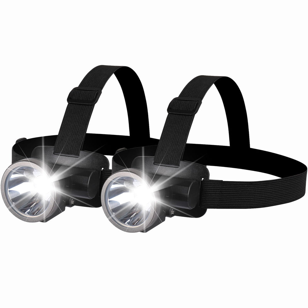Amkulop Bright LED Headlamp 2-pack shown for hands-free night lighting outdoors
