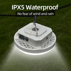 Amkulop IPX5 waterproof lantern shining in rainy outdoor conditions