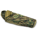 Ammo Can Man bivy cover woodland camouflage for stealth shelter on outdoor trips.