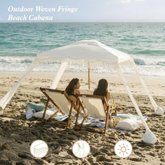 AMMSUN fringe tassels on beach scene adds boho charm and UV shade protection.