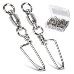AMYSPORTS high-strength stainless swivels close-up showing robust copper body for saltwater use.