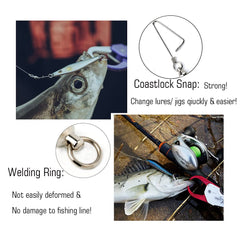 AMYSPORTS quick lock-unlock swivels enable rapid lure changes during outings.