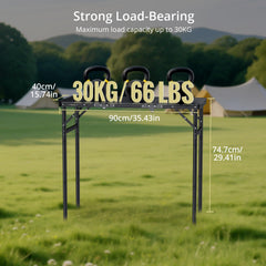 Anbte 3ft tri-fold table legs-extended show stability during outdoor scenes