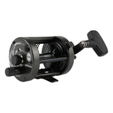Ancient Mariner GEM catfish reel side plate view showing reinforced durability.