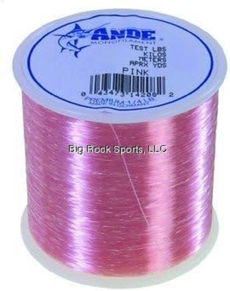 ANDE A14-100P premium monofilament with pink finish for strong knots and abrasion resistance.